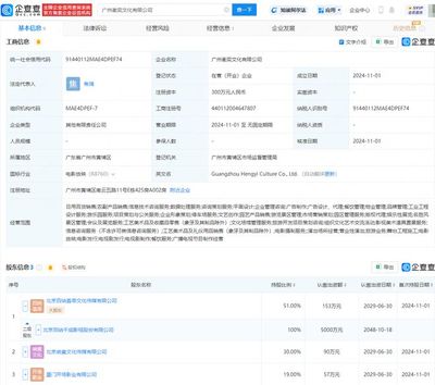 百纳千成等于广州成立新公司,含游乐园服务业务